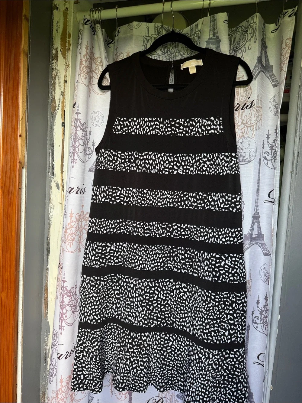 Michael Kors Black & White Asymmetrical Sleeveless Dress
